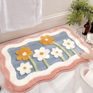 Little Flower Super Soft Anti Skid (40x60 cm) Super Absorbent Mats Microfibre 2000 GSM Mat for Bathroom/Bedroom/Kitchen/Door Mat/Floor Mat Pack of 1