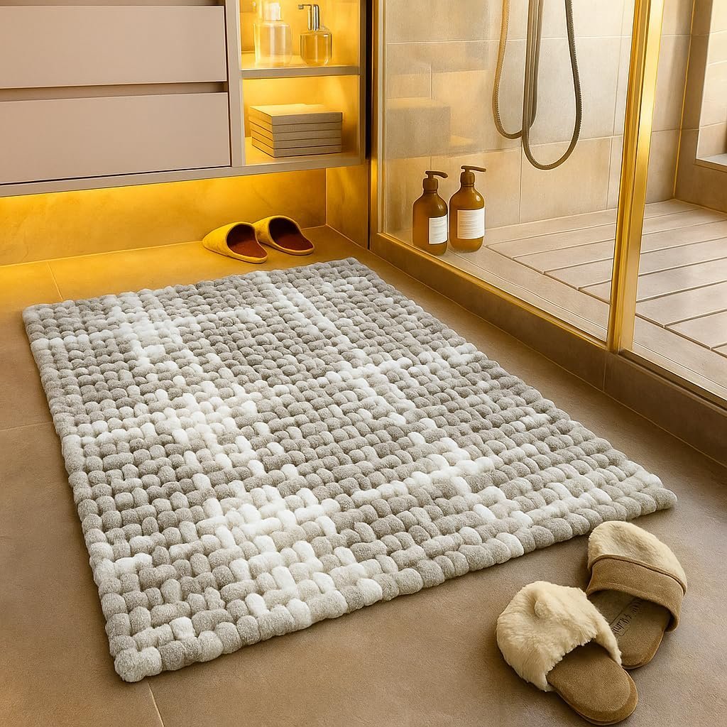 Microfiber Cotton Bathroom Mat Water Soak Anti Slip Waffle Bathmat 40×60 Cm