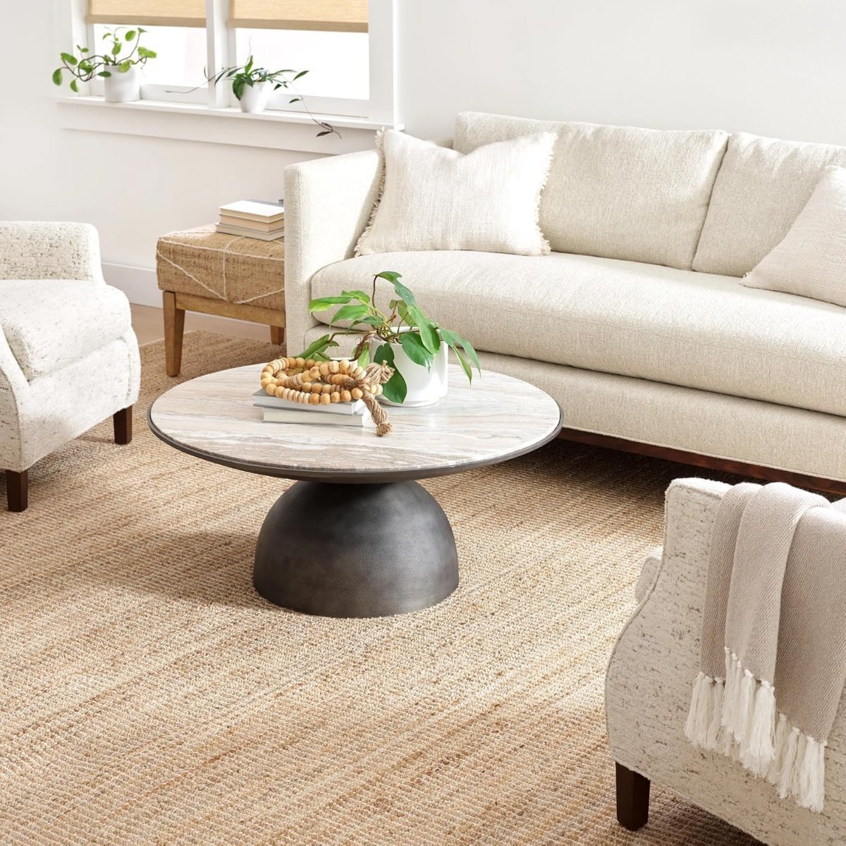 Jute Handwoven Natural Area Rug (9′ x 12′ Natural Ivory)