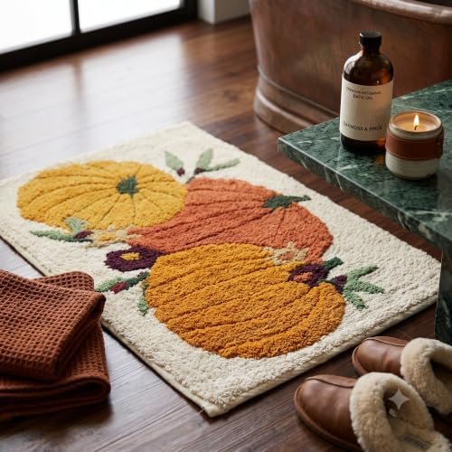 Pumpkin Desgin Cotton Bath Mat (50 x 80 cm) Multi Color