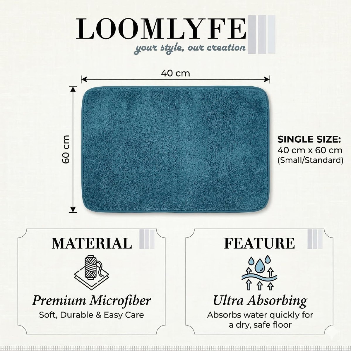 LOOMLYFE Super Soft (40×60 cm) Microfibre 2000 GSM Bath Mat Super Absorbent Anti-Skid Door Mats for Home/Bathroom Mat/Bedroom/Kitchen/Floor Mat Pack of 1 – GreenLeaves