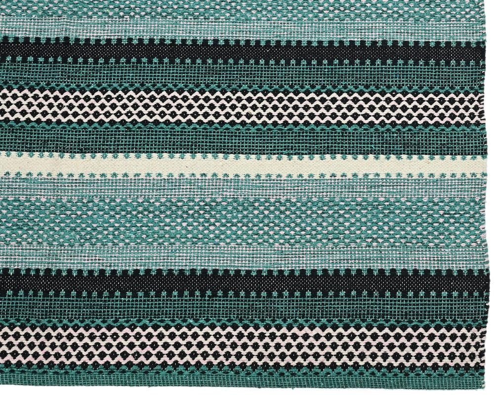 Handmade Cotton Dhurrie Rug for Living Room and Bedroom Durable, Washable and Stylish Modern Carpet for Home (Green 5×7 Feet)
