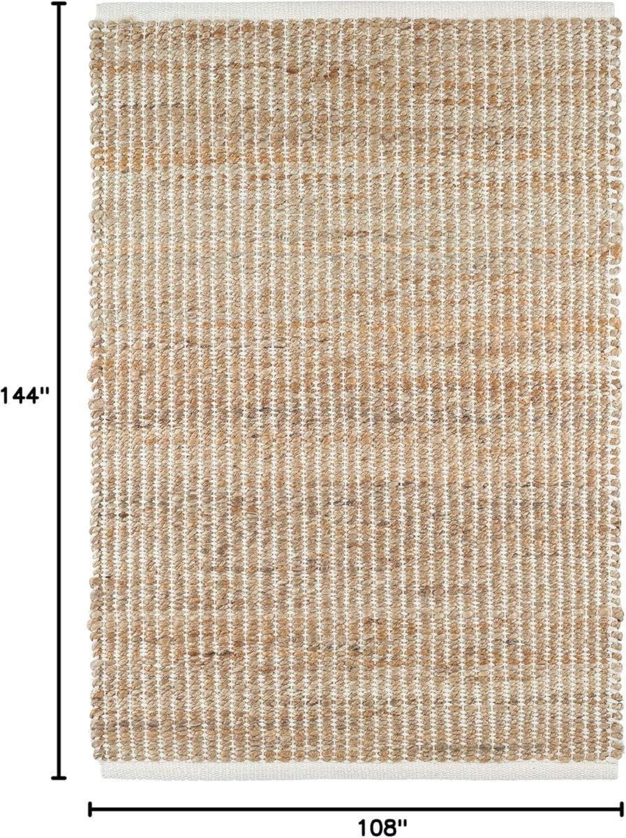 Jute Handwoven Natural Area Rug (9′ x 12′ Natural Ivory)