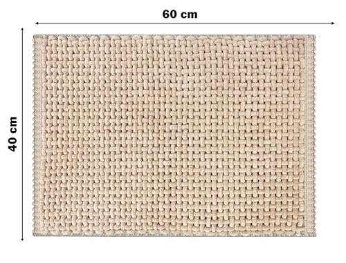 SANMARINO Non Slip Chenille Bath Mat, Extra Soft Bathroom Mat, Super Absorbent Fluffy Bath Mats for Bathroom, Machine-Washable Quick Dry Bath Rug Foot Mat, 16″x24″, Beige