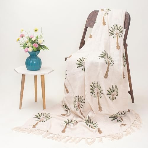 Luxury 50X70 Inch Sofa Throw for Couch & Bed – Soft & Warm Blanket for Winter (Palm Tree, Pack of 1)