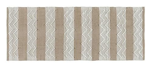 TRANQUIL Hand Woven 100% Pure CottonTufted Runner Carpet | Reversible Runner Carpet for Living Room, Bedroom, Guest Room & Kitchen | 2×5 Feet (60×152 cm) – (Beige & White)