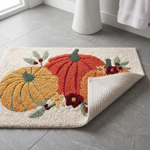 Pumpkin Desgin Cotton Bath Mat (50 x 80 cm) Multi Color