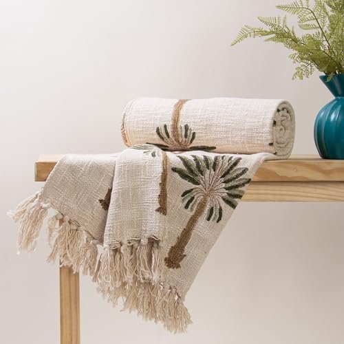 Luxury 50X70 Inch Sofa Throw for Couch & Bed – Soft & Warm Blanket for Winter (Palm Tree, Pack of 1)