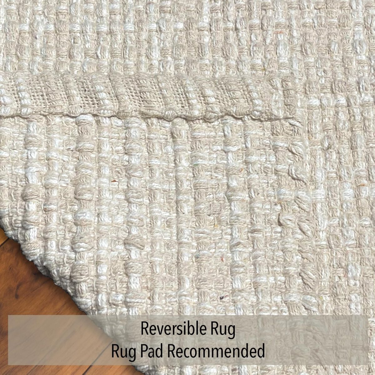 Chardin home Sand & White Cotton Throw Rug, 21×34 Inches Area Rug for Bathroom Kitchen entryway, Reversible Handwoven Rug Machine Washable.