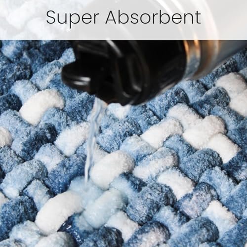 Microfiber Cotton Bathroom Mat Water Soak Anti Slip Waffle Bathmat 40×60 Cm