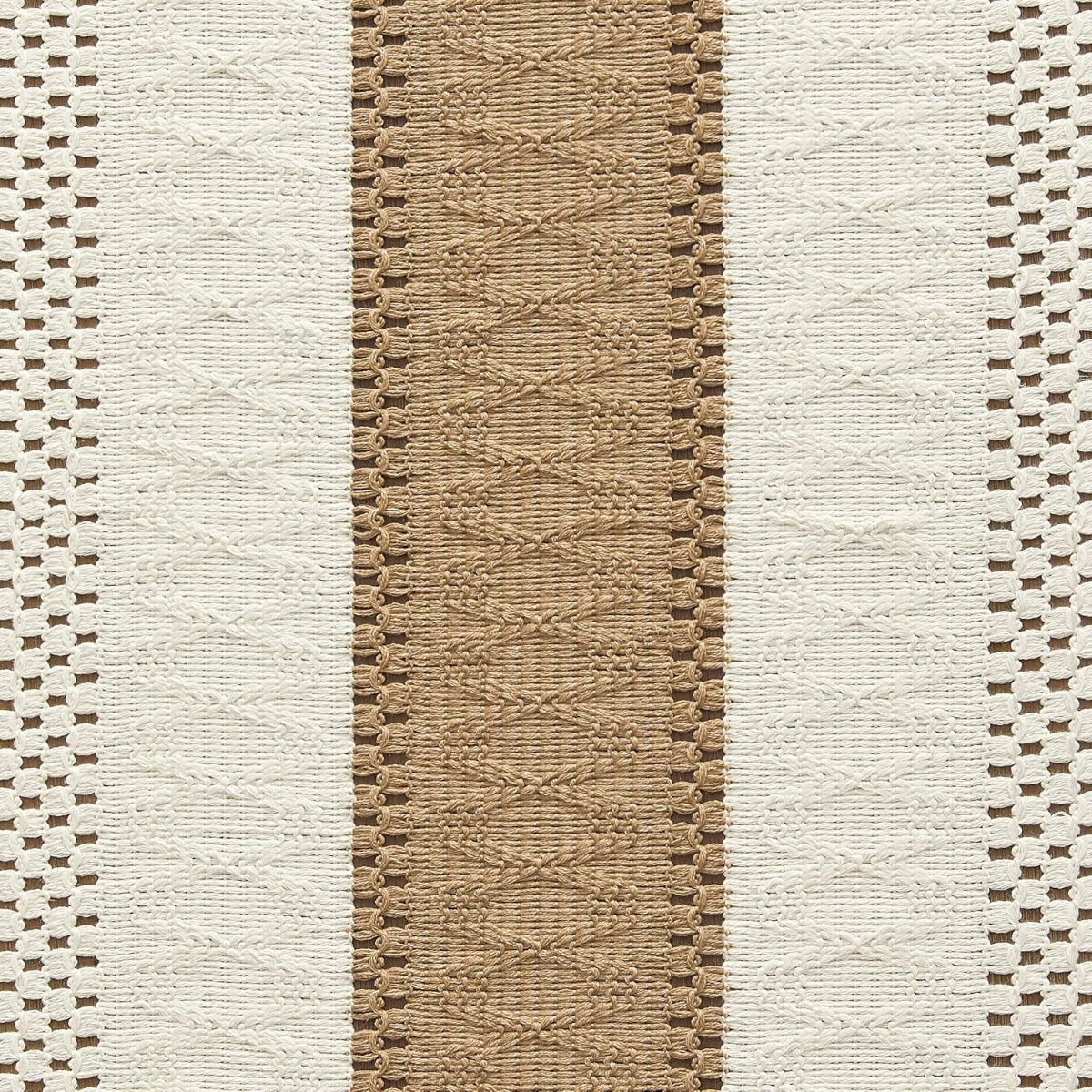 ZeeMart Macrame Style Bicolor Stitching Table Runner, 12 x 72 Inch Brown/Ivory, Boho Neutral Table Runners 72 Inches Long, Farmhouse Woven Home Decor