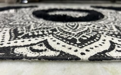 TRANQUIL Hand Woven 100% Cotton Tufted Runner Carpet | Reversible Runner Rug for Living Room, Bedroom, Guest Room & Kitchen | 2×5 Feet (60×152 cm) – (Black & White – B)