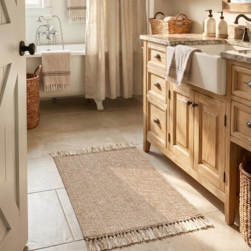 Collive Boho Small Bathroom Rug 2′ x 3′, Modern Farmhouse Rugs for Entryway
