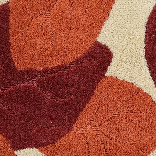 Saral Home Leaf Microfiber Bath Mat | Super Soft & Absorbent Bathroom Floor Mat | Anti-Slip Bath Rug | Quick Dry Washable Mat | 38 x 60 cm- 1Pc | Rust