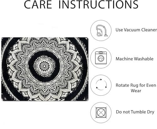 TRANQUIL Hand Woven 100% Cotton Tufted Runner Carpet | Reversible Runner Rug for Living Room, Bedroom, Guest Room & Kitchen | 2×5 Feet (60×152 cm) – (Black & White – B)