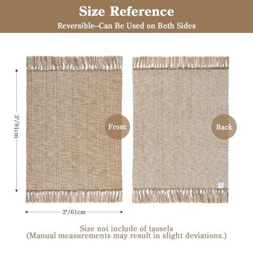 Collive Boho Small Bathroom Rug 2′ x 3′, Modern Farmhouse Rugs for Entryway