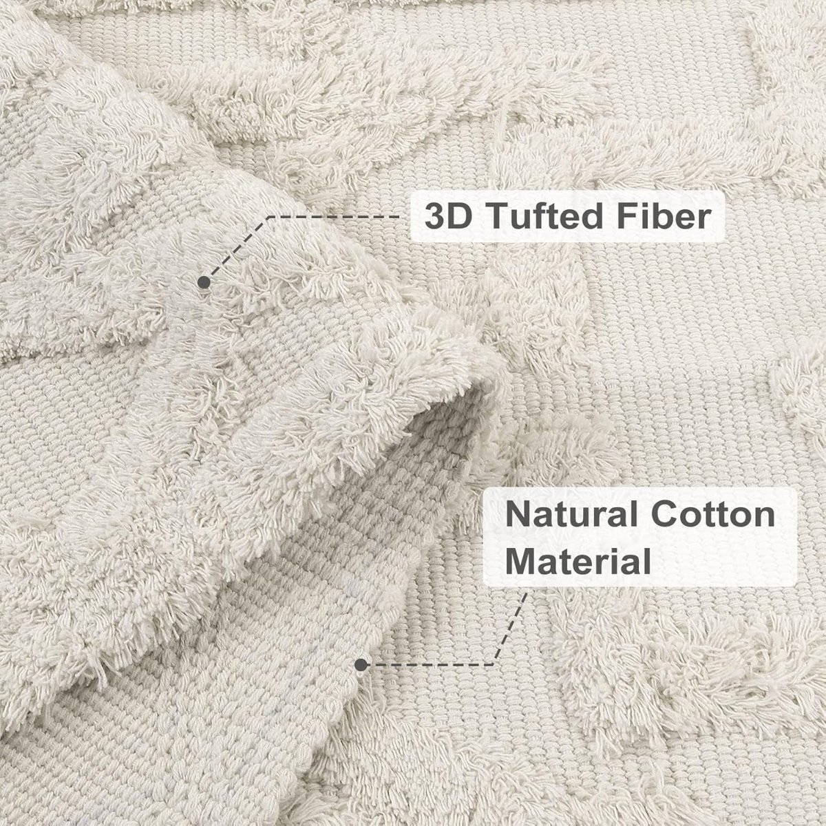 Uphome Boho Bathroom Rug 2′ x 3′, Washable Small Farmhouse Bedroom Rugs with Tassels, Beige Geometric Bath Mats for Home Decor, Cotton Woven Moroccan Tufted Throw Rug for Entryway Front Door Kitchen