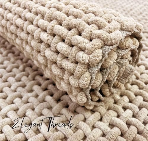 SANMARINO Non Slip Chenille Bath Mat, Extra Soft Bathroom Mat, Super Absorbent Fluffy Bath Mats for Bathroom, Machine-Washable Quick Dry Bath Rug Foot Mat, 16″x24″, Beige