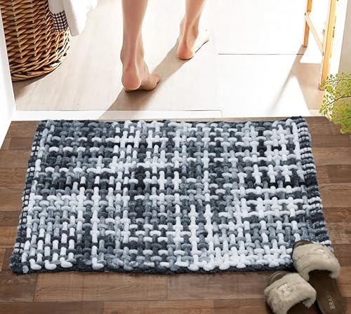 Microfiber Cotton Bathroom Mat Water Soak Anti Slip Waffle Bathmat 40×60 Cm