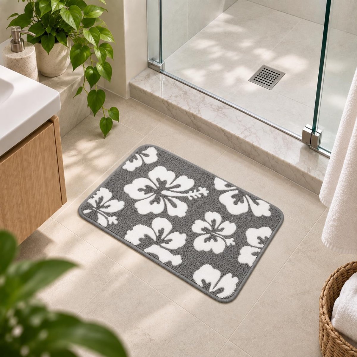 LOOMLYFE Super Soft (40×60 cm) Microfibre 2000 GSM Bath Mat Super Absorbent Anti-Skid Door Mats for Home/Bathroom Mat/Bedroom/Kitchen/Floor Mat Pack of 1 – GreenLeaves