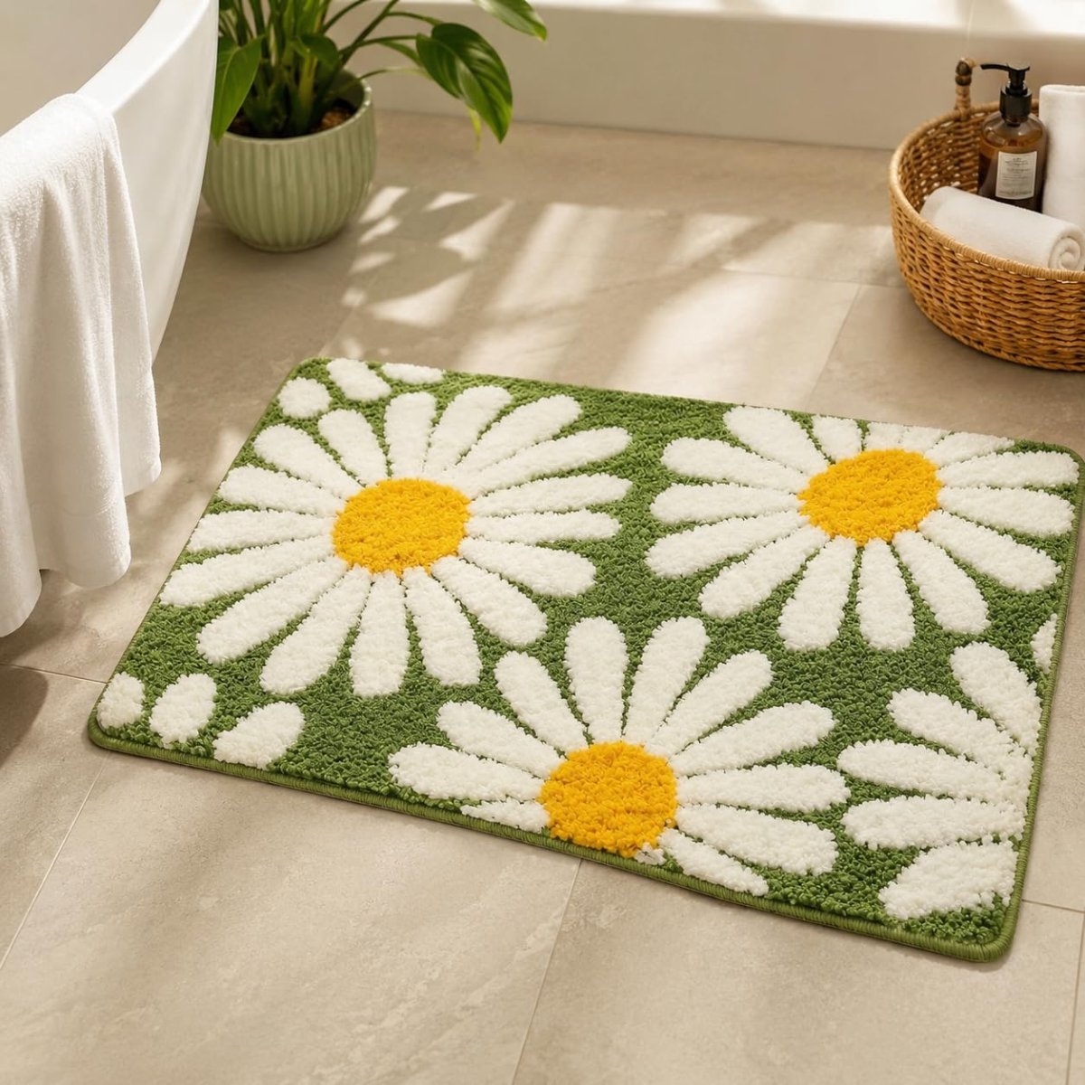 LOOMLYFE Super Soft (40×60 cm) Microfibre 2000 GSM Bath Mat Super Absorbent Anti-Skid Door Mats for Home/Bathroom Mat/Bedroom/Kitchen/Floor Mat Pack of 1 – GreenLeaves