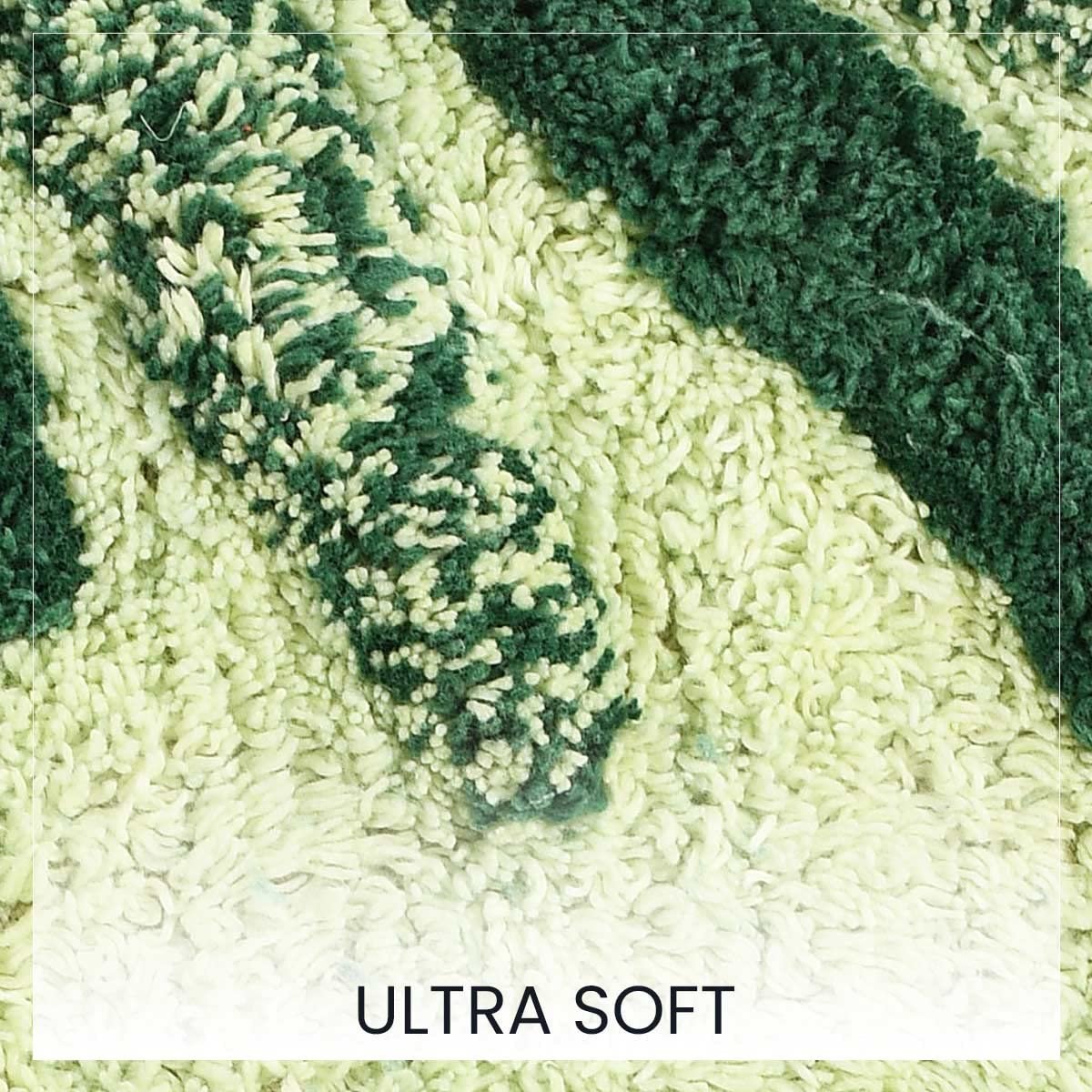 SASHAA WORLD Cotton Leaf Patterned Bathmat | Soft, Absorbent & Cozy | Anti-Skid Latex Backing for Stability | Perfect for Bathroom, Bedroom, Hotels, or Spa | 50×80 cm, Green