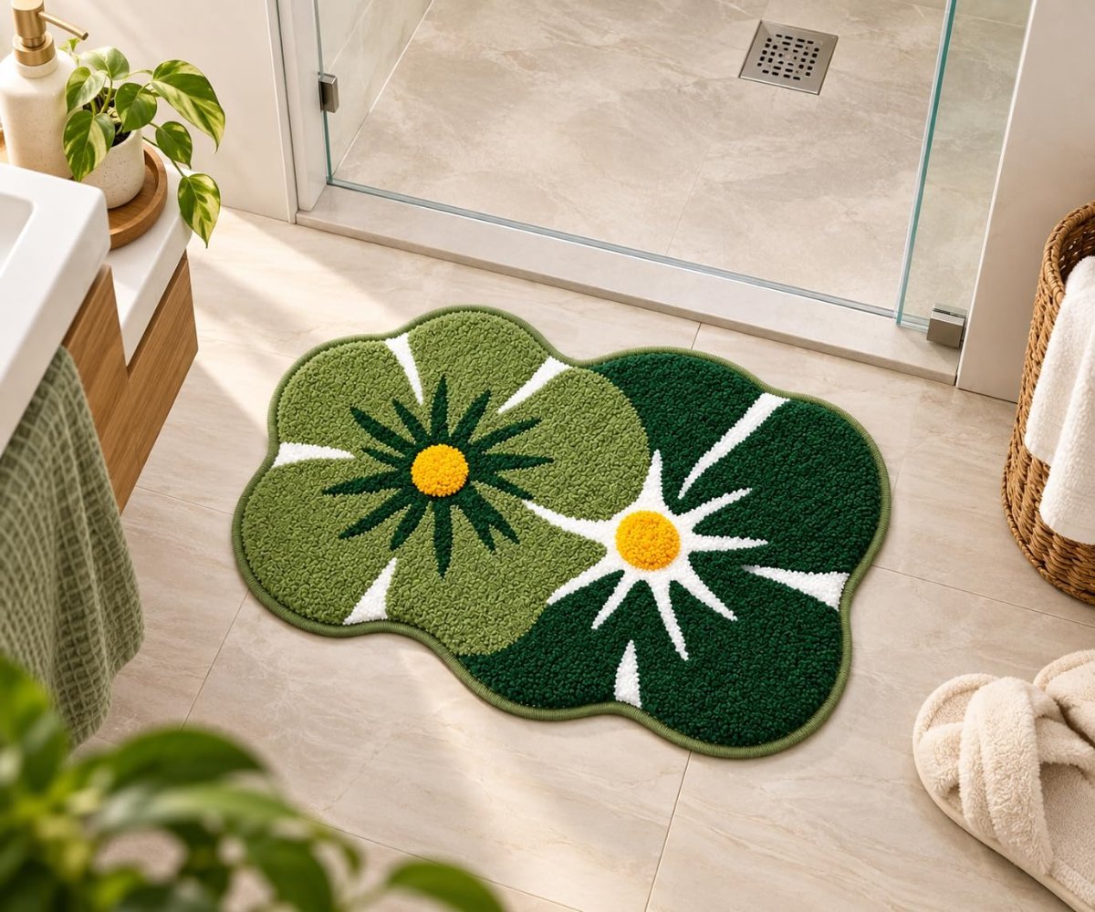 LOOMLYFE Super Soft (40×60 cm) Microfibre 2000 GSM Bath Mat Super Absorbent Anti-Skid Door Mats for Home/Bathroom Mat/Bedroom/Kitchen/Floor Mat Pack of 1 – GreenLeaves