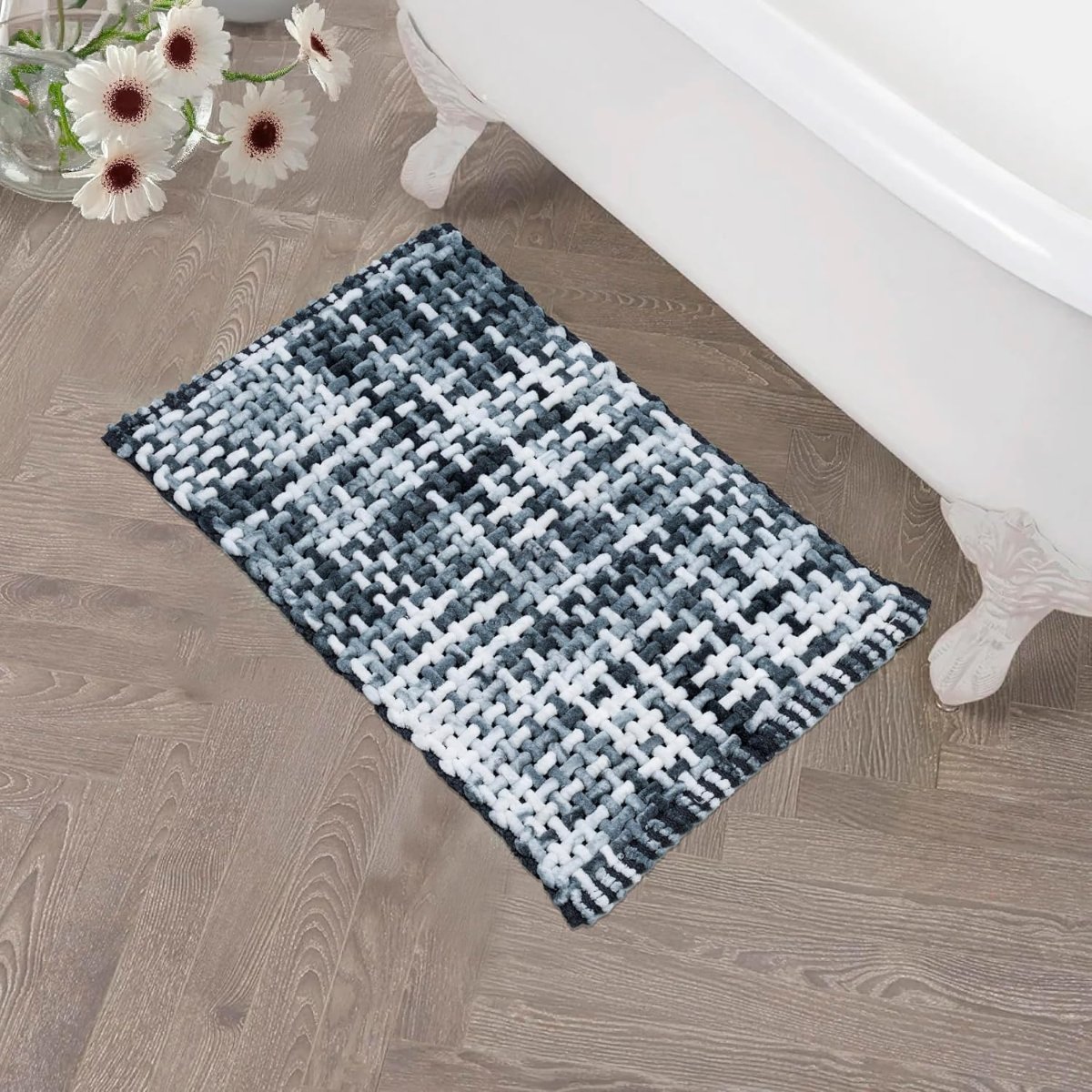 Microfiber Cotton Bathroom Mat Water Soak Anti Slip Waffle Bathmat 40×60 Cm