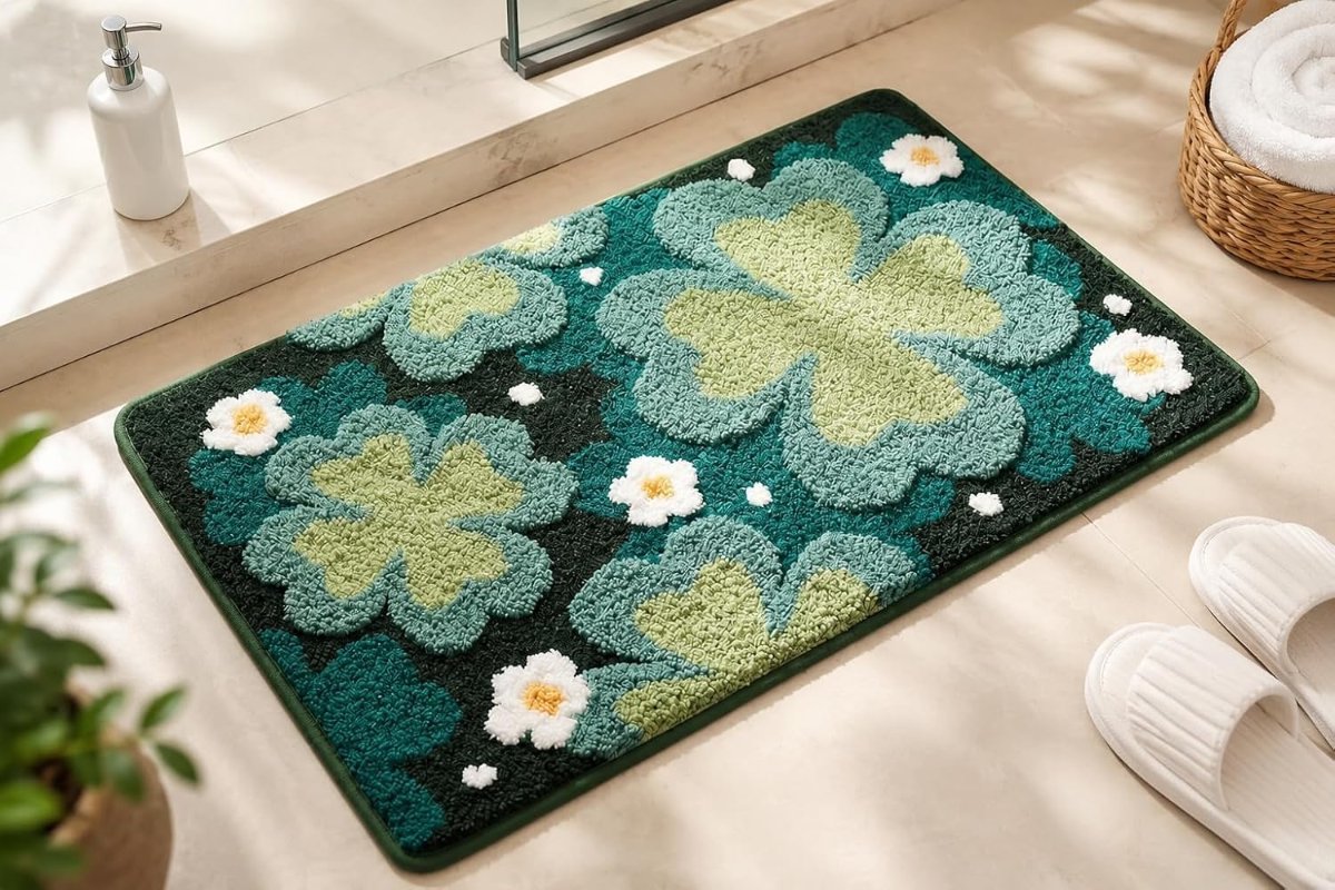 LOOMLYFE Super Soft (40×60 cm) Microfibre 2000 GSM Bath Mat Super Absorbent Anti-Skid Door Mats for Home/Bathroom Mat/Bedroom/Kitchen/Floor Mat Pack of 1 – GreenLeaves